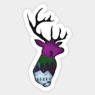 Stag silhouette With winter scene Sticker